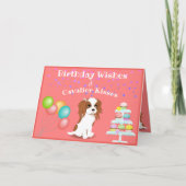 Cavalier King Charles Spaniel Pink Happy Birthday Kaart (Voorkant)