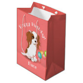 Cavalier King Charles Spaniel Pink Happy Birthday Medium Cadeauzakje (Voorkant Gekanteld)