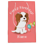 Cavalier King Charles Spaniel Pink Happy Birthday Medium Cadeauzakje (Voorkant)
