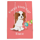 Cavalier King Charles Spaniel Pink Happy Birthday Medium Cadeauzakje (Achterkant)