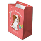 Cavalier King Charles Spaniel Pink Happy Birthday Medium Cadeauzakje (Achterkant Gekanteld)