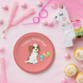 Cavalier King Charles Spaniel Pink Happy Birthday  Papieren Bordje (Feest)
