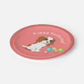 Cavalier King Charles Spaniel Pink Happy Birthday  Papieren Bordje (Gekanteld)