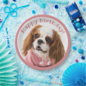 Cavalier King Charles Spaniel Pink Happy Birthday Papieren Bordje (Feest)