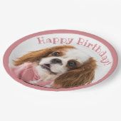 Cavalier King Charles Spaniel Pink Happy Birthday Papieren Bordje (Gekanteld)