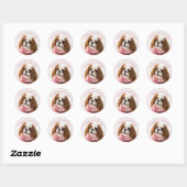 Cavalier King Charles Spaniel Pink Happy Birthday Ronde Sticker (Vel)