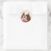 Cavalier King Charles Spaniel Pink Happy Birthday Ronde Sticker (Tas)