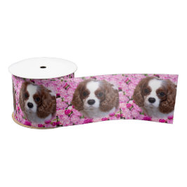 Cavalier King Charles Spaniel Pioenrozen Satijnen Lint