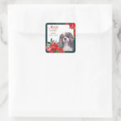 Cavalier King Charles Spaniel Poinsettia Bouquet Vierkante Sticker (Tas)