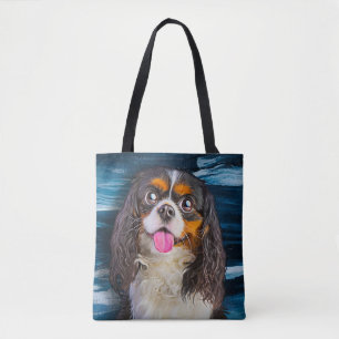 Cavalier King Charles Spaniel Portrait Painting Tote Bag
