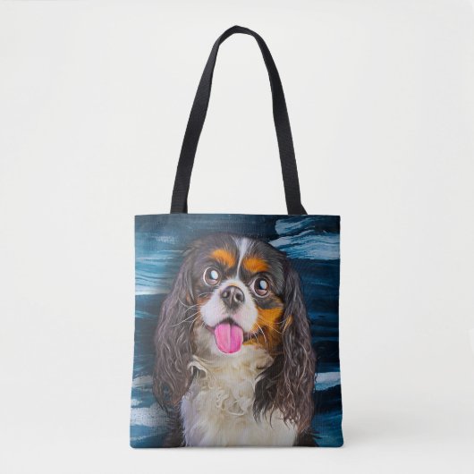 Cavalier King Charles Spaniel Portrait Painting Tote Bag (Voorkant)