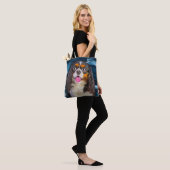 Cavalier King Charles Spaniel Portrait Painting Tote Bag (Op model)