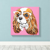 Cavalier King Charles Spaniel Portret Canvas Afdruk (Insitu (Houten vloer))