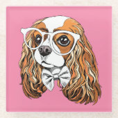 Cavalier King Charles Spaniel Portret Glazen Onderzetter (Voorkant)