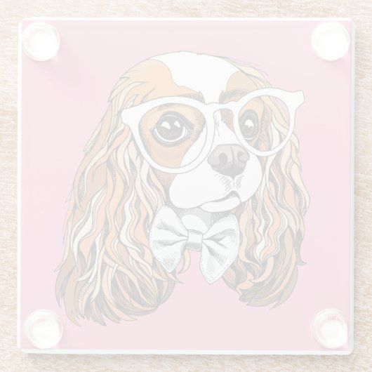 Cavalier King Charles Spaniel Portret Glazen Onderzetter (Achterkant)