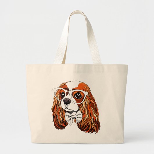Cavalier King Charles Spaniel Portret Grote Tote Bag (Voorkant)