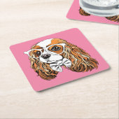 Cavalier King Charles Spaniel Portret Kartonnen Onderzetters (Schuin)
