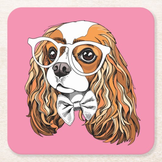 Cavalier King Charles Spaniel Portret Kartonnen Onderzetters (Voorkant)