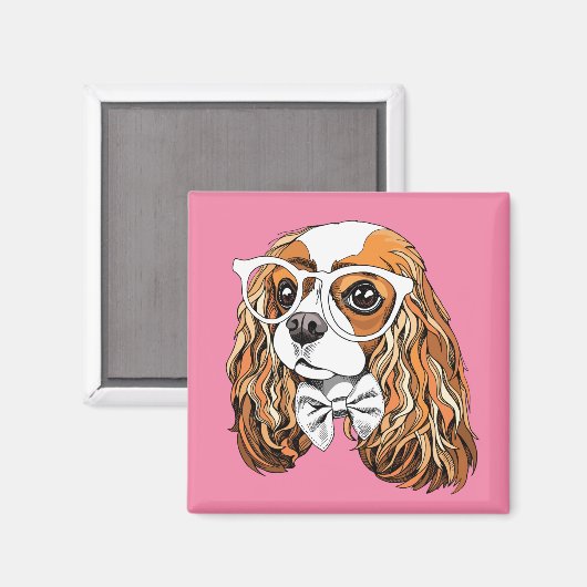 Cavalier King Charles Spaniel Portret Magneet (Voorkant / Achterkant)