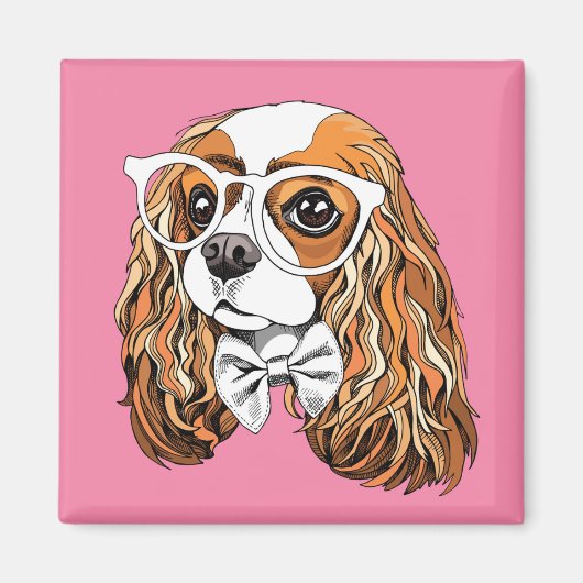 Cavalier King Charles Spaniel Portret Magneet (Voorkant)