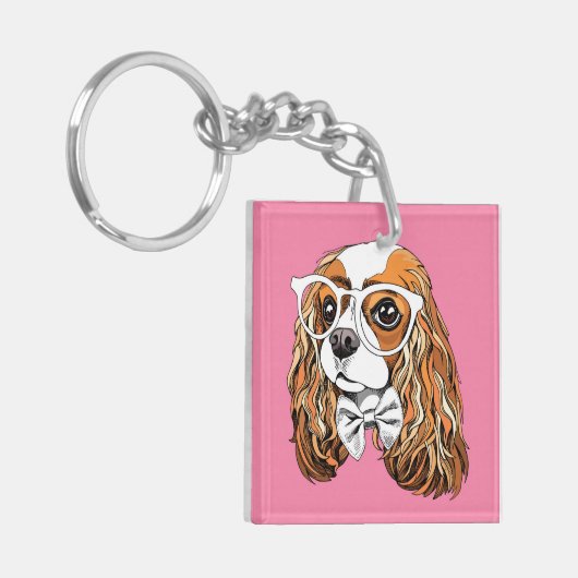 Cavalier King Charles Spaniel Portret Sleutelhanger (Voorkant Links)