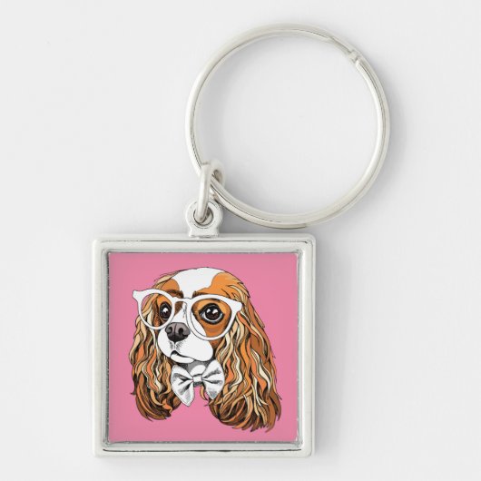 Cavalier King Charles Spaniel Portret Sleutelhanger (Voorkant)