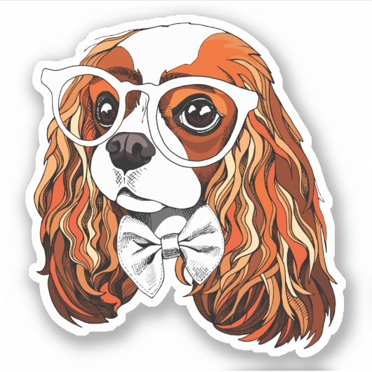 Cavalier King Charles Spaniel Portret Sticker (Voorkant)
