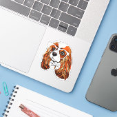 Cavalier King Charles Spaniel Portret Sticker (Laptop met iPhone)