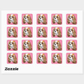 Cavalier King Charles Spaniel Portret Vierkante Sticker (Vel)