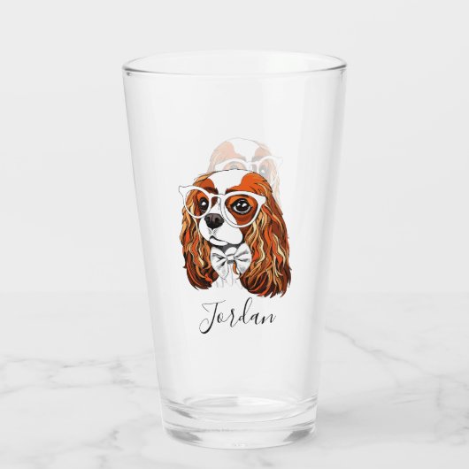 Cavalier King Charles Spaniel Portret | Voeg je to Glas (Achterkant)
