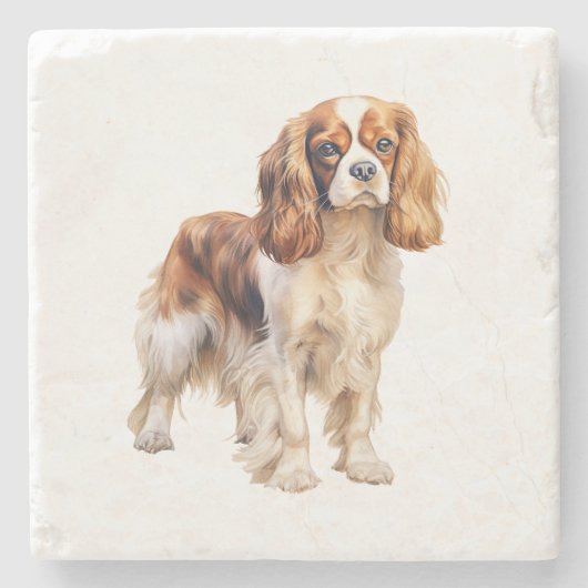 Cavalier King Charles Spaniel print Hondenkunst pr Stenen Onderzetter (Voorkant)