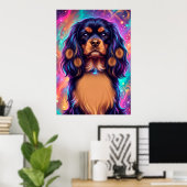 Cavalier King Charles Spaniel Psychedelische Neon Poster (Thuiskantoor)