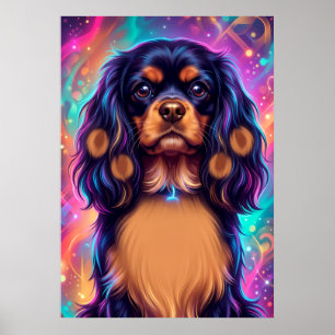 Cavalier King Charles Spaniel Psychedelische Neon Poster