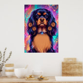 Cavalier King Charles Spaniel Psychedelische Neon Poster (Keuken)