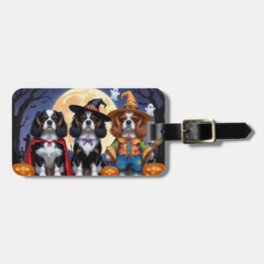 Cavalier King Charles Spaniel Pumpkin Halloween Bagagelabel (Voorkant horizontaal)