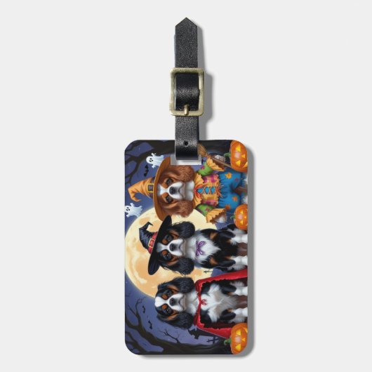 Cavalier King Charles Spaniel Pumpkin Halloween Bagagelabel (Voorkant verticaal)