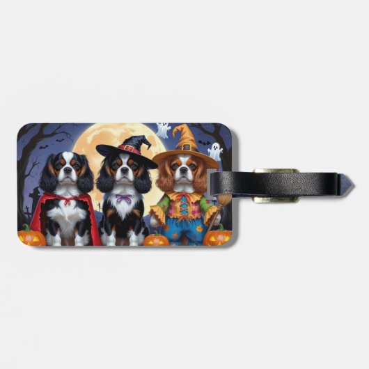 Cavalier King Charles Spaniel Pumpkin Halloween Bagagelabel (Achterkant horizontaal)