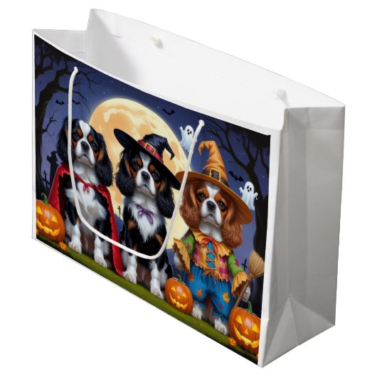 Cavalier King Charles Spaniel Pumpkin Halloween Groot Cadeauzakje (Voorkant Gekanteld)