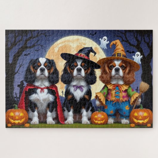 Cavalier King Charles Spaniel Pumpkin Halloween Legpuzzel (Horizontaal)