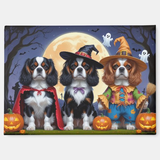 Cavalier King Charles Spaniel Pumpkin Halloween Magneet (Voorkant)
