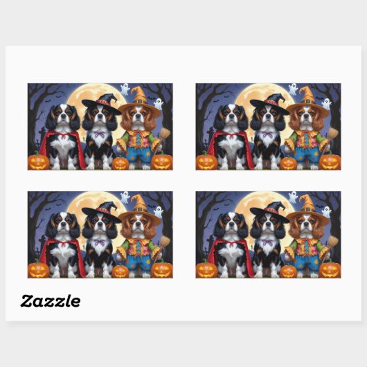 Cavalier King Charles Spaniel Pumpkin Halloween Rechthoekige Sticker (Vel)