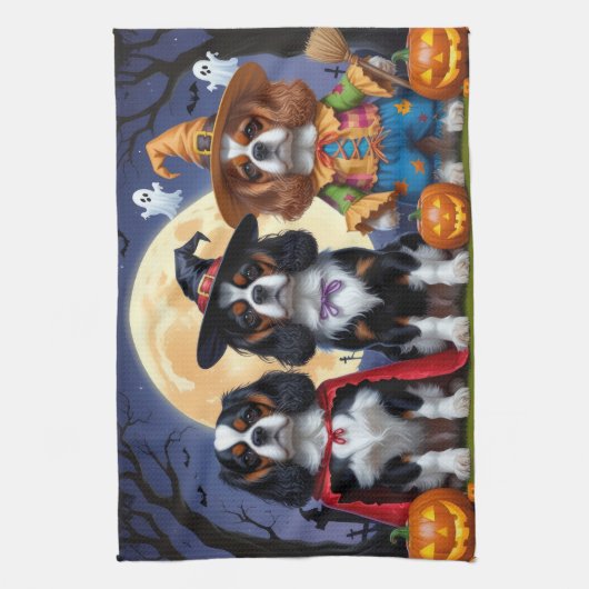 Cavalier King Charles Spaniel Pumpkin Halloween Theedoek (Verticaal)