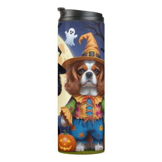 Cavalier King Charles Spaniel Pumpkin Halloween Thermosbeker (Geroteerd rechts)