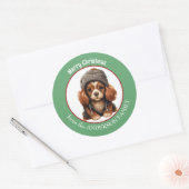 Cavalier King Charles Spaniel Pup in Winter Pet Ronde Sticker (Envelop)