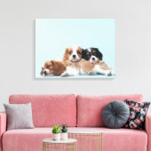 Cavalier King Charles Spaniel Puppies Canvas Afdruk (Insitu (Woonkamer))