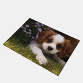 Cavalier King Charles Spaniel Puppy achter de bloe Deurmat (Schuin)