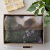 Cavalier King Charles Spaniel Puppy achter de bloe Tissuepapier (Geschenk)