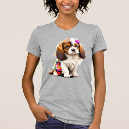 Cavalier King Charles Spaniel Puppy Bloemige Dames T-shirt