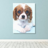 Cavalier King Charles Spaniel Puppy Canvas Afdruk (Insitu (Houten vloer))