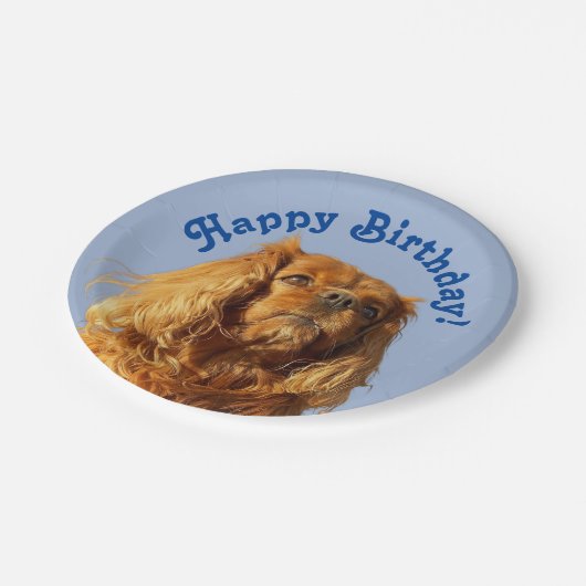 Cavalier King Charles Spaniel Puppy Dog Blue Papieren Bordje (Gekanteld)